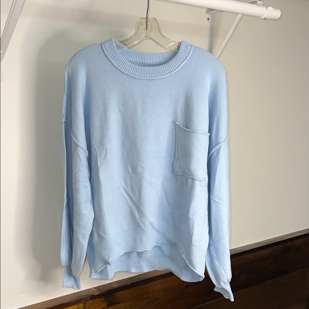 Amazon Light Blue Crewneck‎ Sweater with Pocket- L